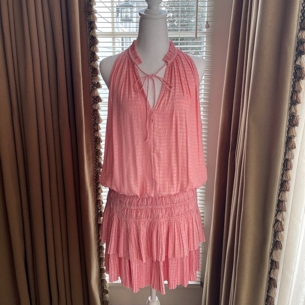 EUC Current Air Pink Cara Pleated Sleeveless Mini Dress Size Med